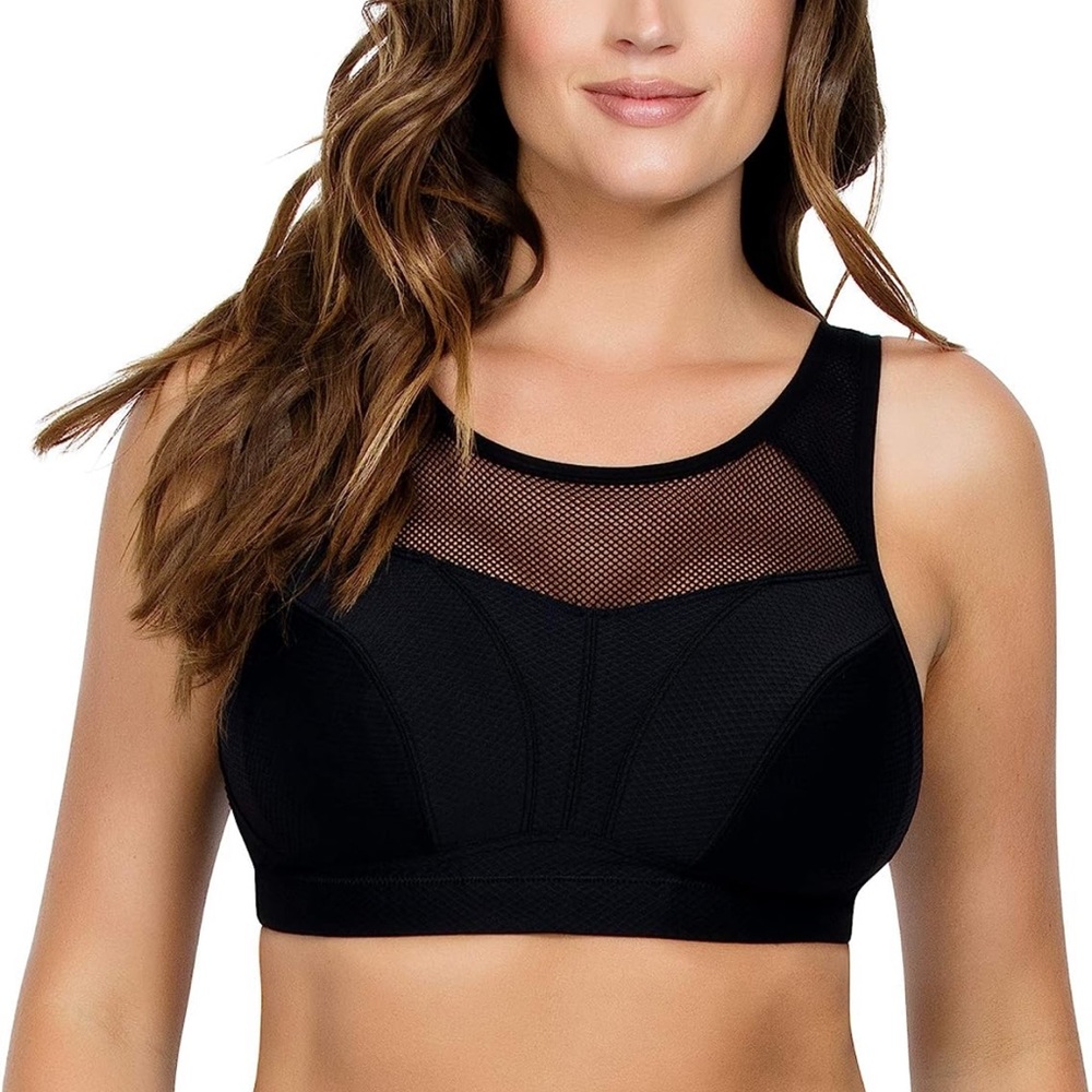 NWT Parfait Sports Bra Size 30G New Black Athletic Mesh Bra Adjustable